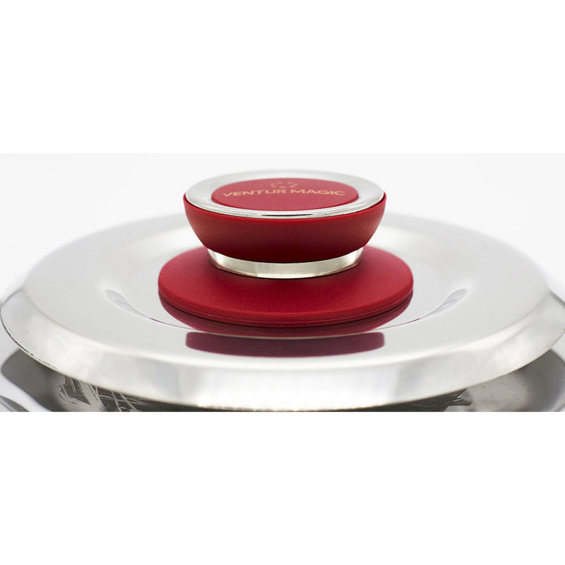 Kit 2 Coperchi Magici Antiodore Ventur Magic Ø25, Ø35 cm Cooker in Acciaio Inox Pomello Rosso