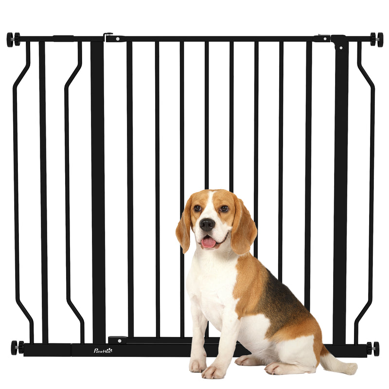 Cancelletto di Sicurezza per Cani Estensibile 75-95x76A cm in Acciaio e ABS Nero   