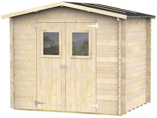 sconto Casetta Box da Giardino per Attrezzi 248x198 cm con Porta Doppia Finestrata in Legno Naturale