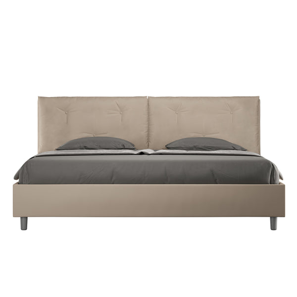 Letto Matrimoniale Imbottito in Similpelle Appia Large Tortora Varie Misure sconto