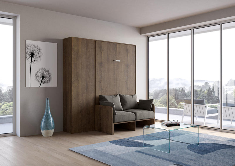 Letto 1 Piazza e Mezzo a Scomparsa Salvaspazio con Sofà Kentaro H210 cm Marrone