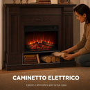 Camino Elettrico da Terra o Incasso 117x30x100 cm con Cornice 1800 W Effetto Fiamma 3D e Timer in Metallo e ABS Marrone      