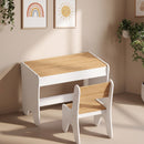 Set Tavolo Bambini 3-8 Anni con Sedia e Cassetto 69,5x45x51 cm con Bordi Arrotondati in Truciolato e MDF Bianco      