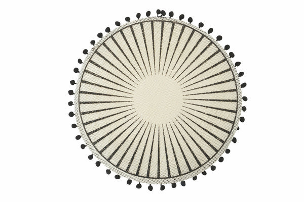 online Set 6 Tovagliette in Juta con Pon Pon Ø38 cm Villa d'Este Home Tivoli Black