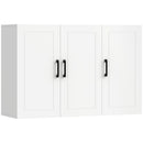 Mobile Bagno da Parete 90x30x60 cm con 3 Ante e Ripiano Regolabile Salvaspazio in MDF Bianco      