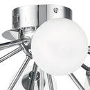 Plafoniera Metallo Cromato paralumi Sferici Vetro Opale Lampada Led 2,5 watt Luce Calda