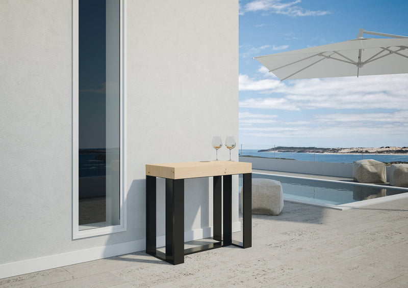 Consolle Allungabile da Esterno in Legno e Ferro H77x40x90/300cm Viola Abete Classica