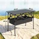 Tavolo da Campeggio Pieghevole 93x55x68 cm con Rete Portaoggetti e Borsa Struttura in Metallo Nero      