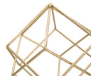 Scultura Cube 16x18x41,5 cm in Ferro e Marmo Oro e Bianco