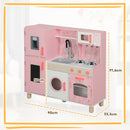 Cucina Giocattolo per Bambini 3+ Anni 90x33,3x91,6 cm con Fornelli Luci e Suoni Forno Microonde e Rubinetto in MDF Rosa      