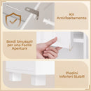 Mobiletto Bagno Alto Lucido 30x30x170 cm con Cassetto e Ripiani Regolabili in MDF      