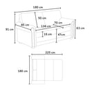 Divano Letto 180x85x92 cm in Tessuto Beige