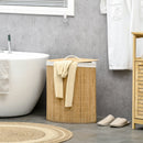 Cesto Portabiancheria con Coperchio 38x38x57 cm in Bambù e Tessuto Colore Legno