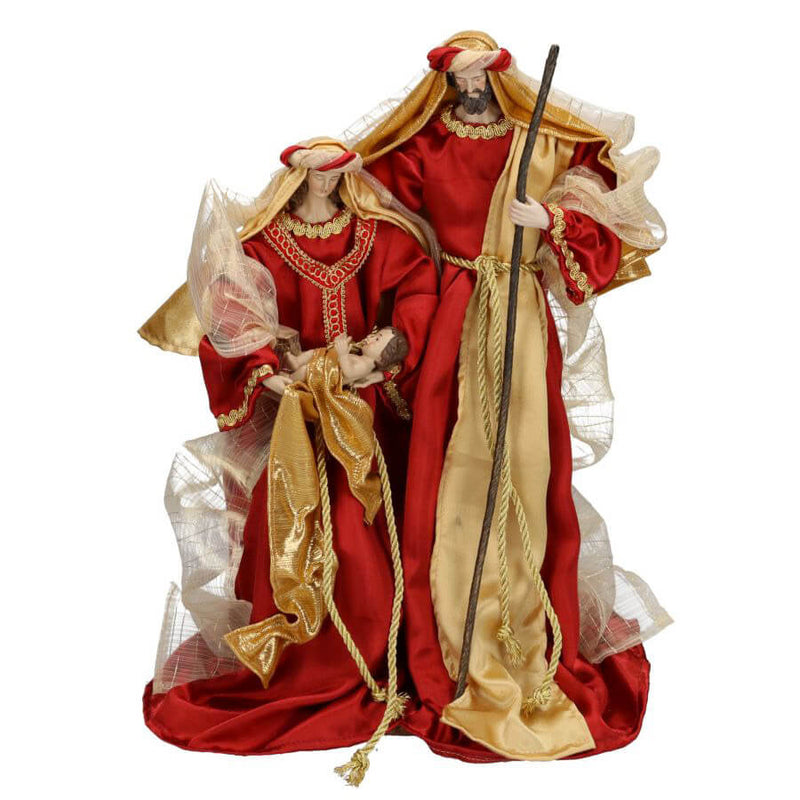 Natività 3 Personaggi H44 cm in Tessuto Rosso e Oro
