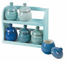 Set 6 Barattolini in Ceramica con Stand in Legno VdE Tivoli 1996 Baita