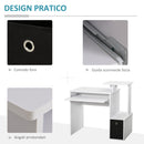 Scrivania Moderna con Mensola per Tastiera e Cassetto in Tessuto 100x40x86,6 cm  Bianco e Nero