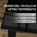 Tavolo da Giardino Rettangolare 150x90 cm per 6 Persone con Piano in Vetro e Alluminio Nero      