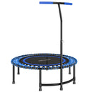 Trampolino Fitness Ø145 cm con Manubrio Regolabile su 5 Posizioni 36 Molle Bungee e Capacità 150 kg Telaio in Acciaio Blu      
