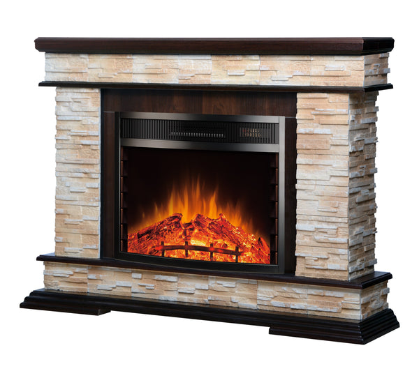 Camino Elettrico da Pavimento 88x118x30,5 cm Effetto Fiamma 1500W Stone & Ararat Noce online