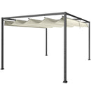 Pergola da Esterno 4x3 m con Tettuccio Retrattile in Metallo e Poliestere Crema      