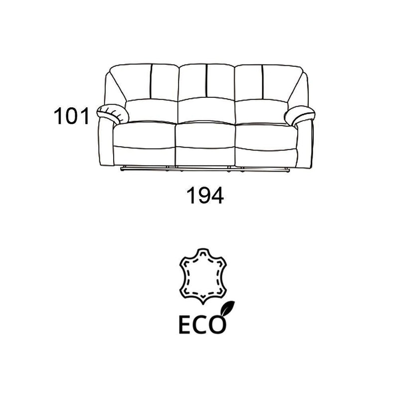 Divano 3 Posti Reclinabile Manuale 194x97x101 cm in Similpelle Rudy Beige
