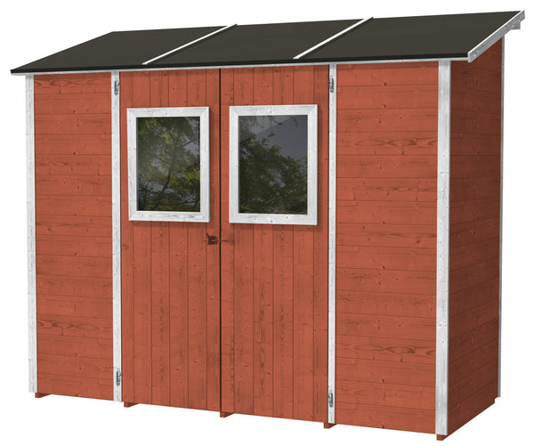 Casette Box da Giardino in Legno Porta Utensili 245x102x224 cm con 2 Porte e Finestre Ecla Salmone acquista