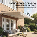Telo di Ricambio per Tenda Parasole Retrattile 337x250 cm in Poliestere UV 50+ Crema      