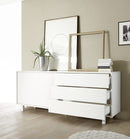 Credenza Mobile Soggiorno 3 Cassetti 1 Porta in Melamina 206x50x86cm TFT Aladdin Bianco