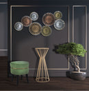 Sgabello Paris Verde Chiaro Ø35x40,5 cm in Legno Spugna e Poliestere Verde e Oro