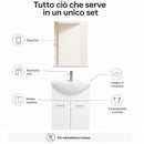 Mobile Bagno Sospeso 52,5x31x65 cm con Lavabo in Ceramica Specchio 52x69,5 cm e Rubinetteria Bianco      