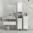 Mobile a Colonna Bagno 30x30x180 cm con Armadietti e Ripiani a Giorno Rivestimento in Melamina Bianco Lucido  