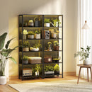 Libreria Scaffale in Stile Industriale 60x30x179 cm a 5 Ripiani con Illuminazione LED, in Metallo e Legno Nero      