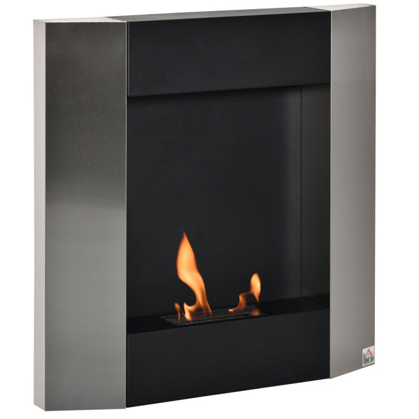 sconto Camino a Bioetanolo da Parete 72x11x72 cm Nero e Argento