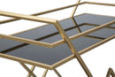Carrello Glam Piramid 90x40x80 cm in Ferro e Specchio e MDF Oro e Nero