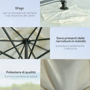 Ombrellone Decentrato Ø292x247 cm con Base a Croce Riempibile e Copertura Beige   