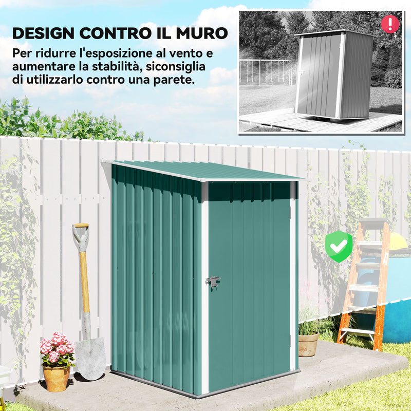 Casetta Box da Giardino Porta Attrezzi 100x103x160 cm in Acciaio Galvanizzato Verde  