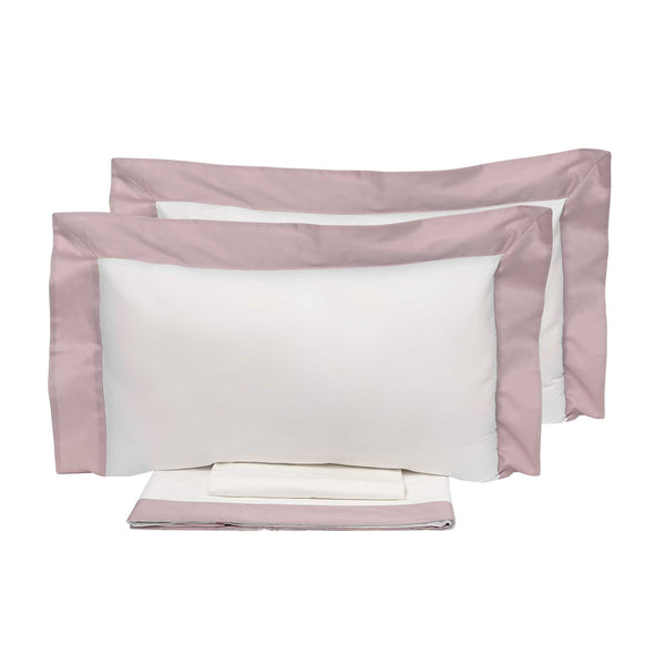 Set Lenzuola Sopra Sotto e Federe Bordi in Raso Garrini Eveline Avorio/Rosa Varie Misure prezzo