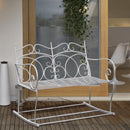 Panchina a Dondolo da Giardino 2 Posti in Ferro Shabby Bianco 102x74.5x78 cm 