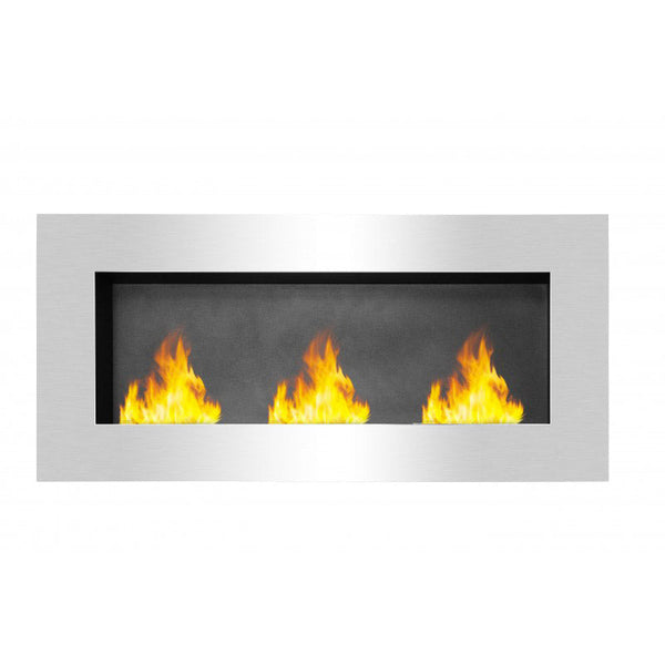 prezzo Camino a Bioetanolo da Parete 150x70x22 cm Keira Nero e Acciaio