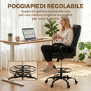 Sedia da Ufficio Girevole 61x 61x93-108 cm Schienale Alto con Braccioli in Finta Pelle Nero      