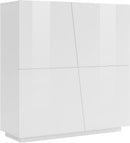 Credenza 4 Ante push-to-open 120x43x126 cm Vega Bianco Lucido