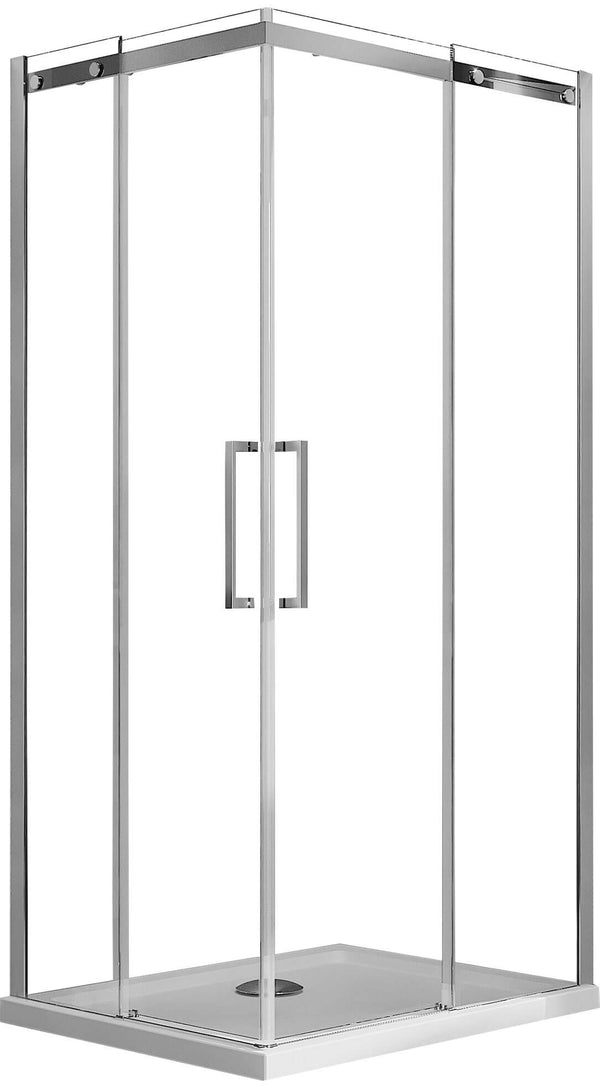 sconto Box Doccia Angolare 2 Ante Scorrevoli in Cristallo Trasparente 8mm H200 Fosterberg Horsens Varie Misure