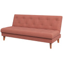 Divano Letto 3 Posti 185x85x84 cm in Tessuto Effetto Lino Arancione