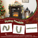 Ghirlanda Natalizia Decorativa da Interno 25x180cm con 50 LED Pigne e Bacche Verde e Bianco      