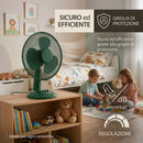 Ventilatore da Tavolo Ø30 cm Potenza 35W 3 Velocità Silenzioso Verde      