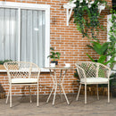 Set Tavolino con Piano in Vetro e 2 Poltrone da Giardino in Rattan PE Acciaio e Poliestere Cachi