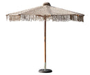 Ombrellone da Giardino Ø3m Macramè Palo Ø48 mm  in Legno e Copertura in Rete e Frangia