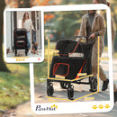 Passeggino per Cani Taglia Media e Grande 112x65x100 cm Pieghevole con Ingressi a Cerniera Nero e Rosso  