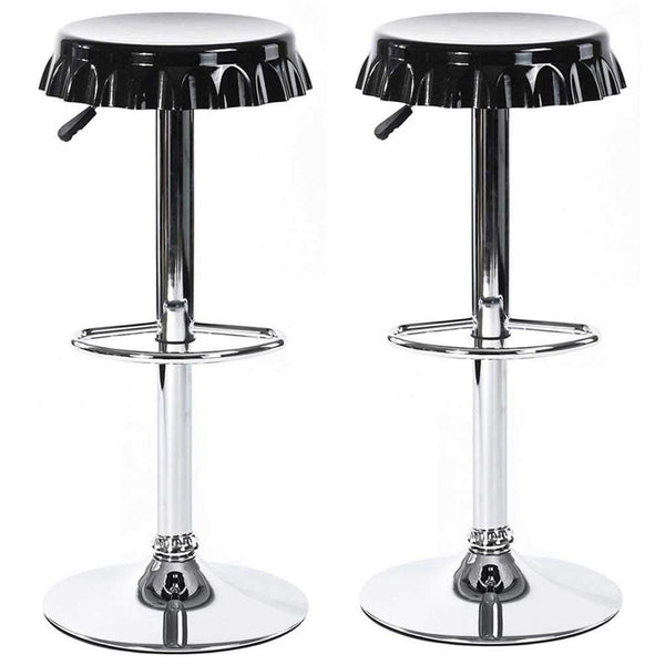 Set 2 Sgabelli Bar Cucina Seduta Forma Tappo di Bottiglia Sgabello Girevole Nero online