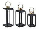Set 3 Lanterne Crissie Nero e Oro in Metallo